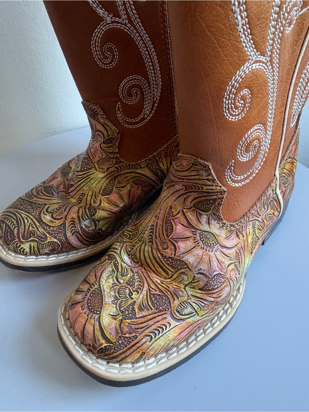 Twister Elizabeth Toddler Girls Cowboy Boots, Brown. Sz 10 - Picture 2 of 8